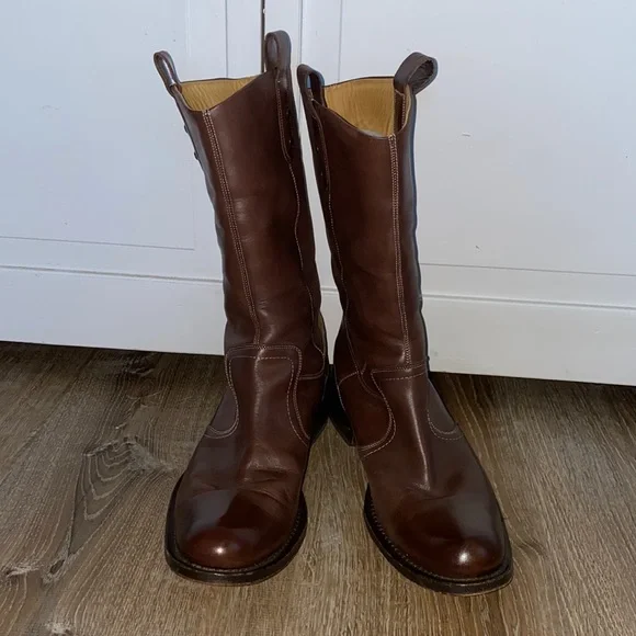 Cole Haan men’s mid-calf brown leather western style boots. Like new! Size 10